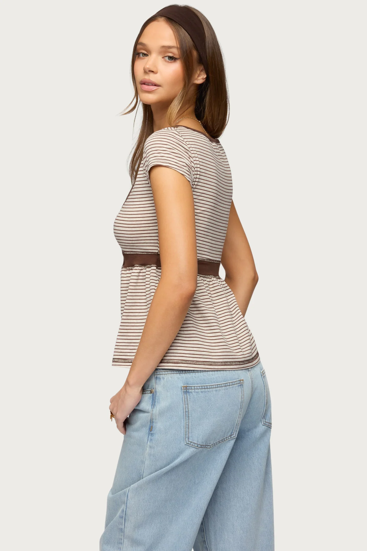 Sady Contrast Striped Babydoll Top - Image 4