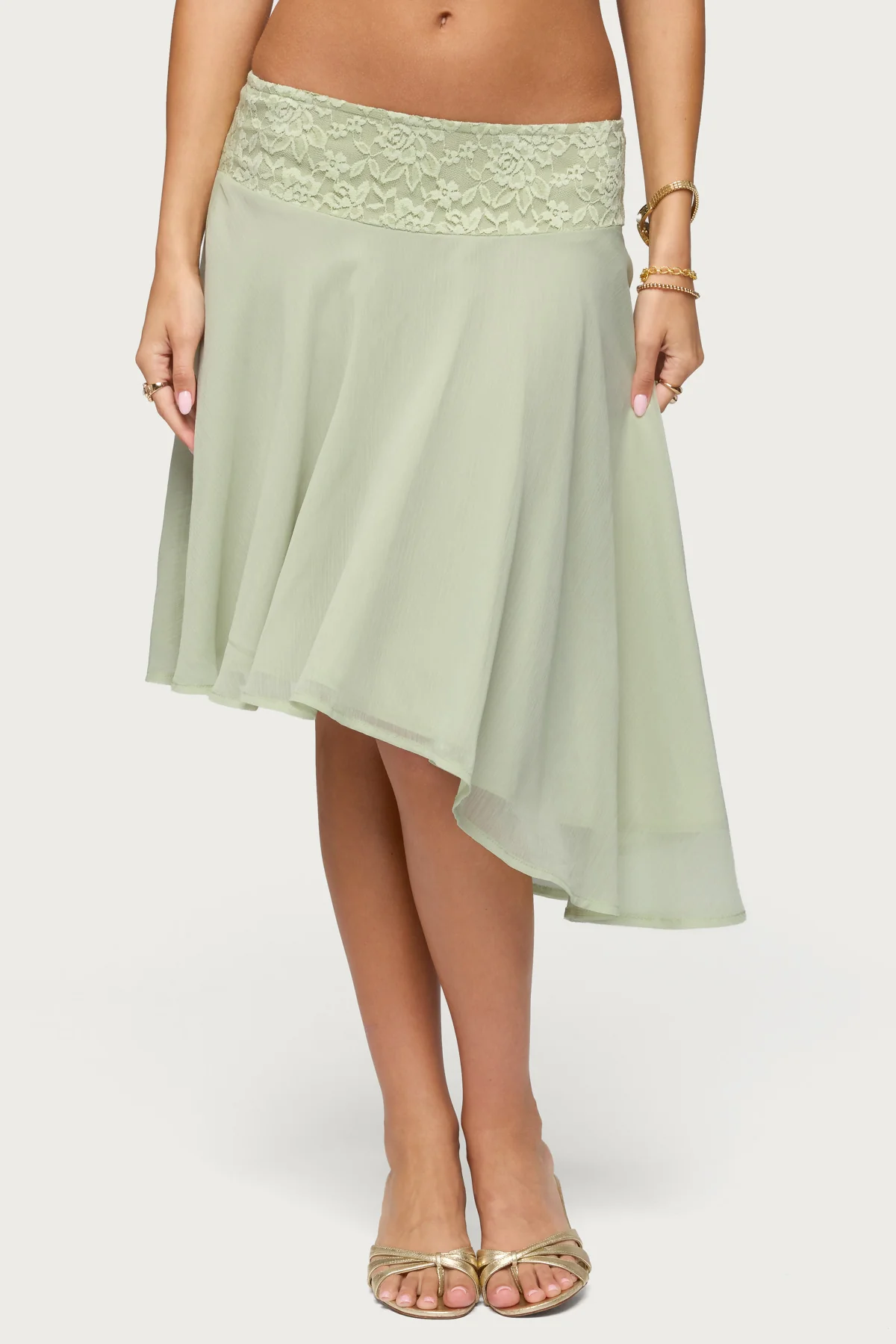 Evia Lacey Asymmetric Midi Skirt - Image 2