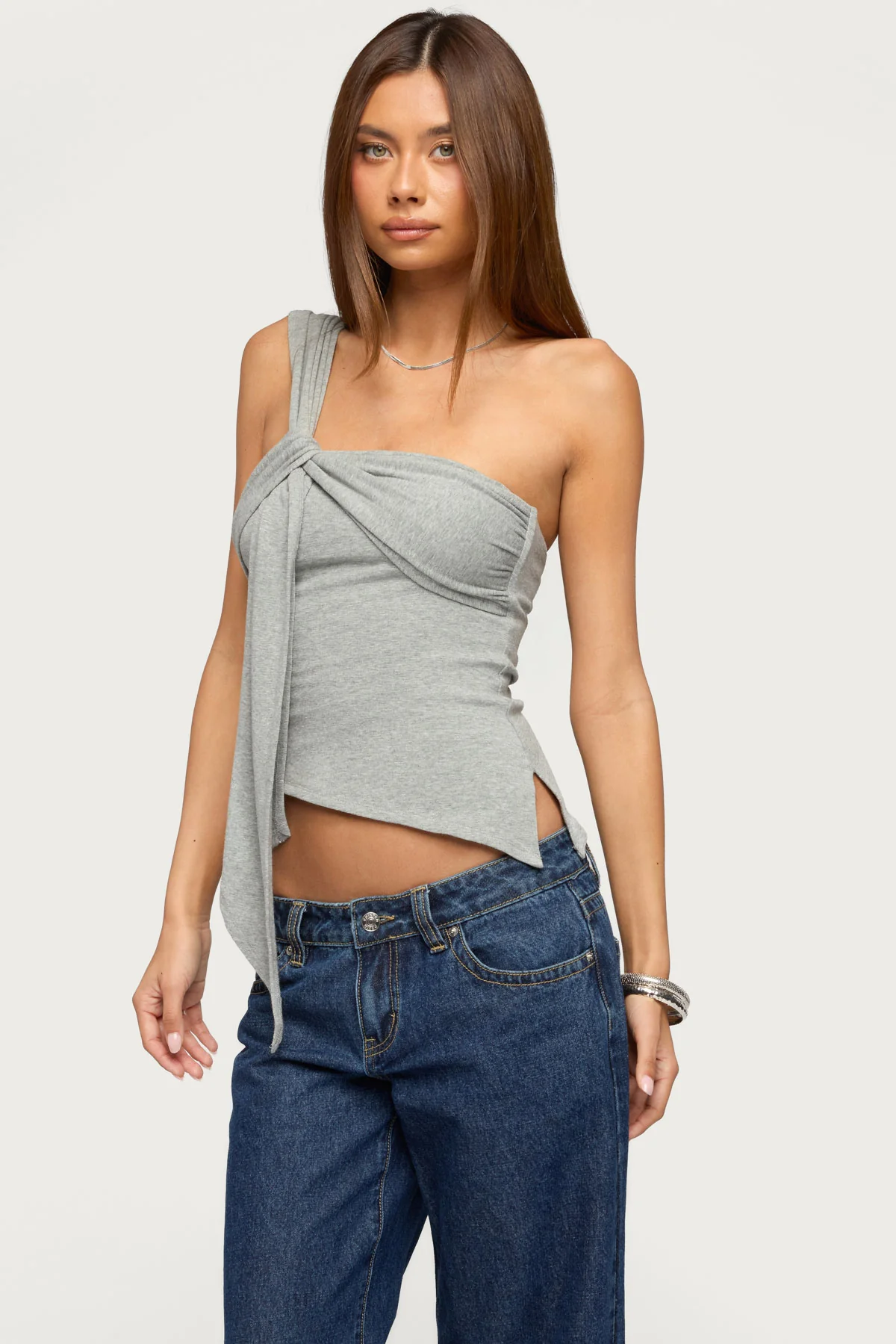 Zoie Draped Tie One Shoulder Top - Image 3
