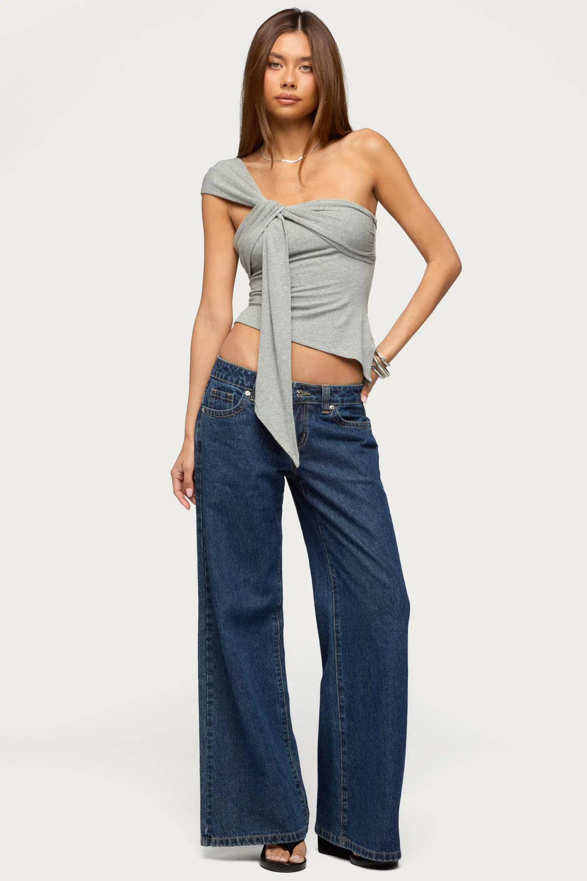 Zoie Draped Tie One Shoulder Top - Image 5