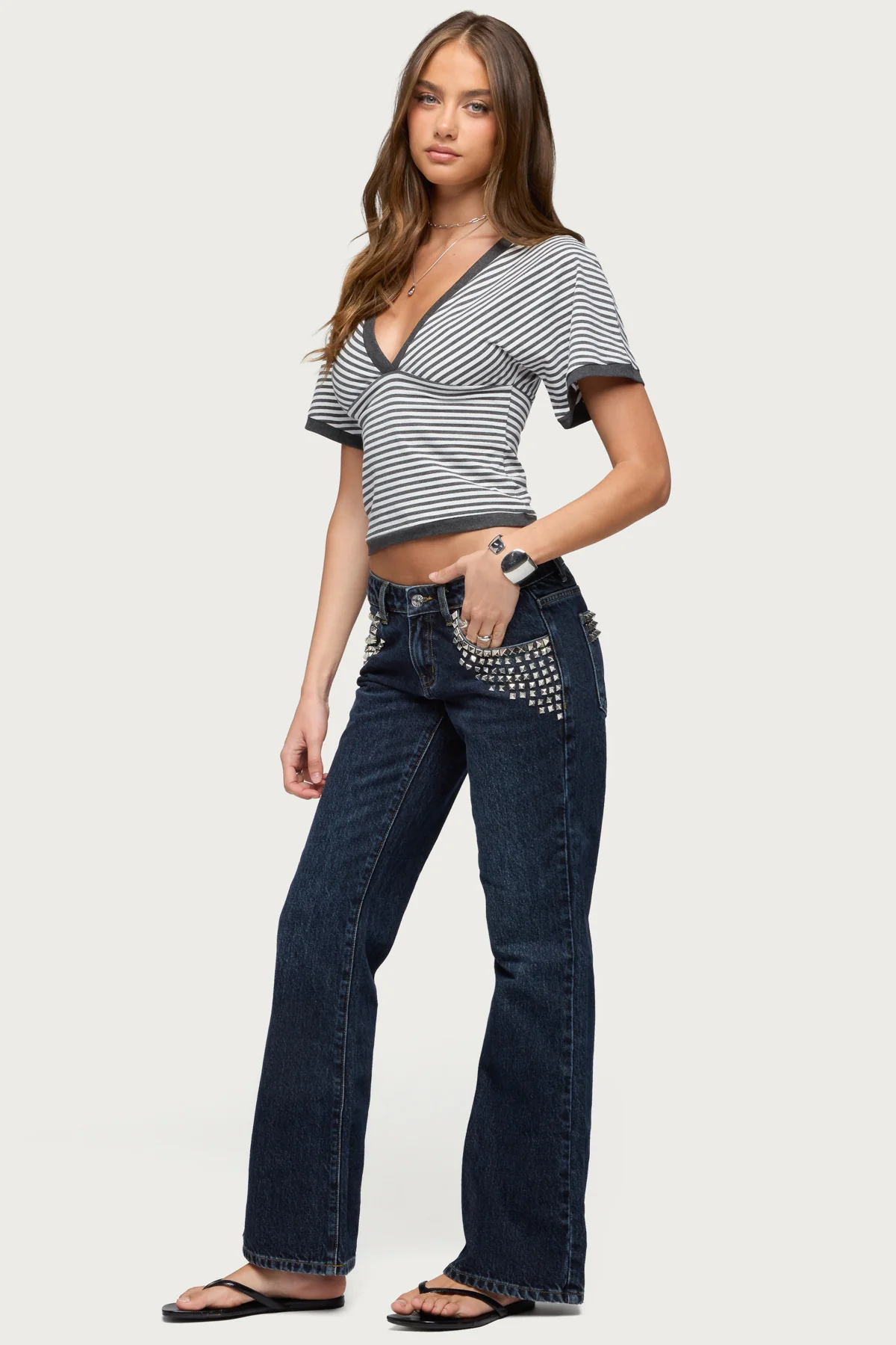 Primrosa Striped V Neck Top - Image 4