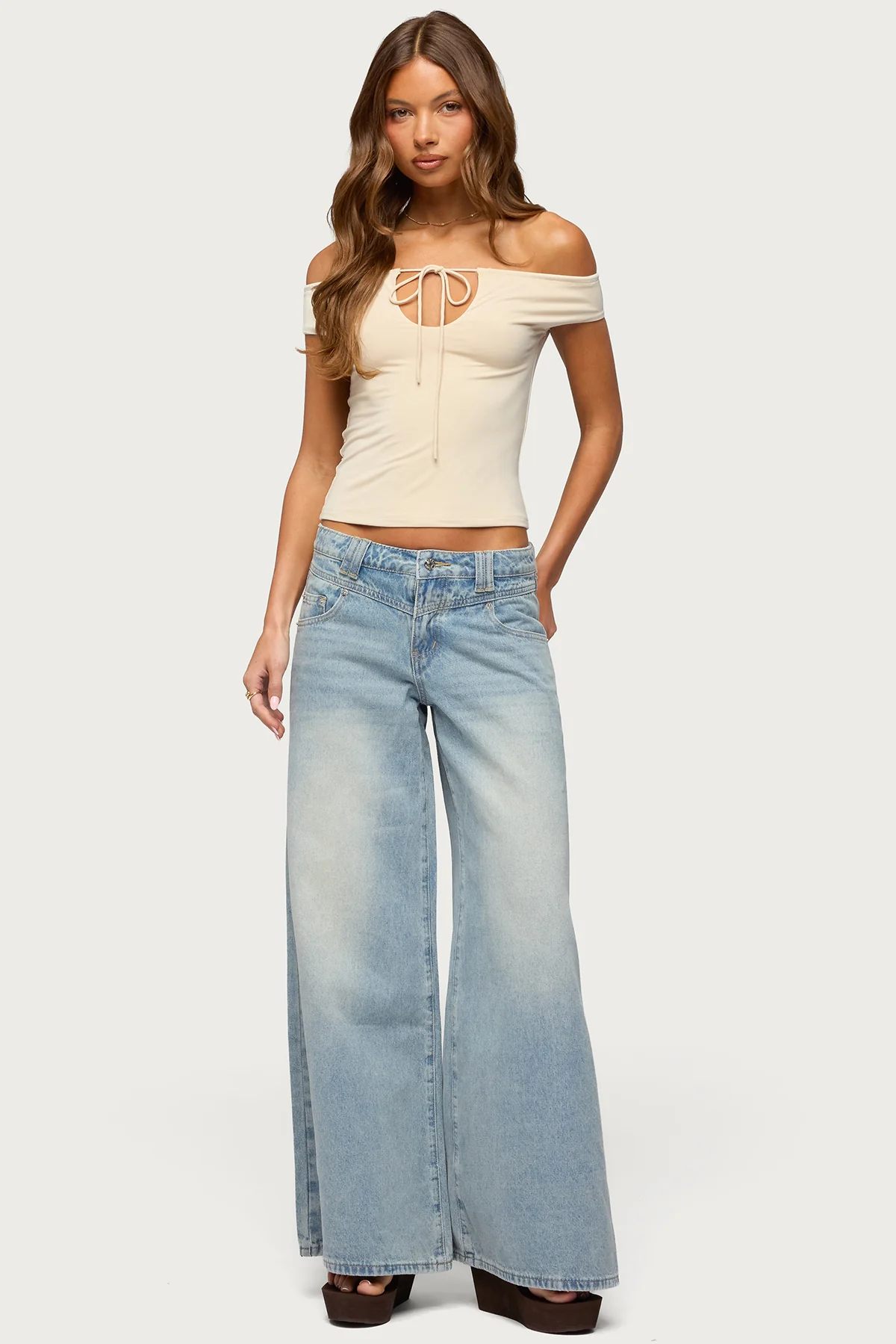 Kaite Off Shoulder Cutout Tie Top - Image 5
