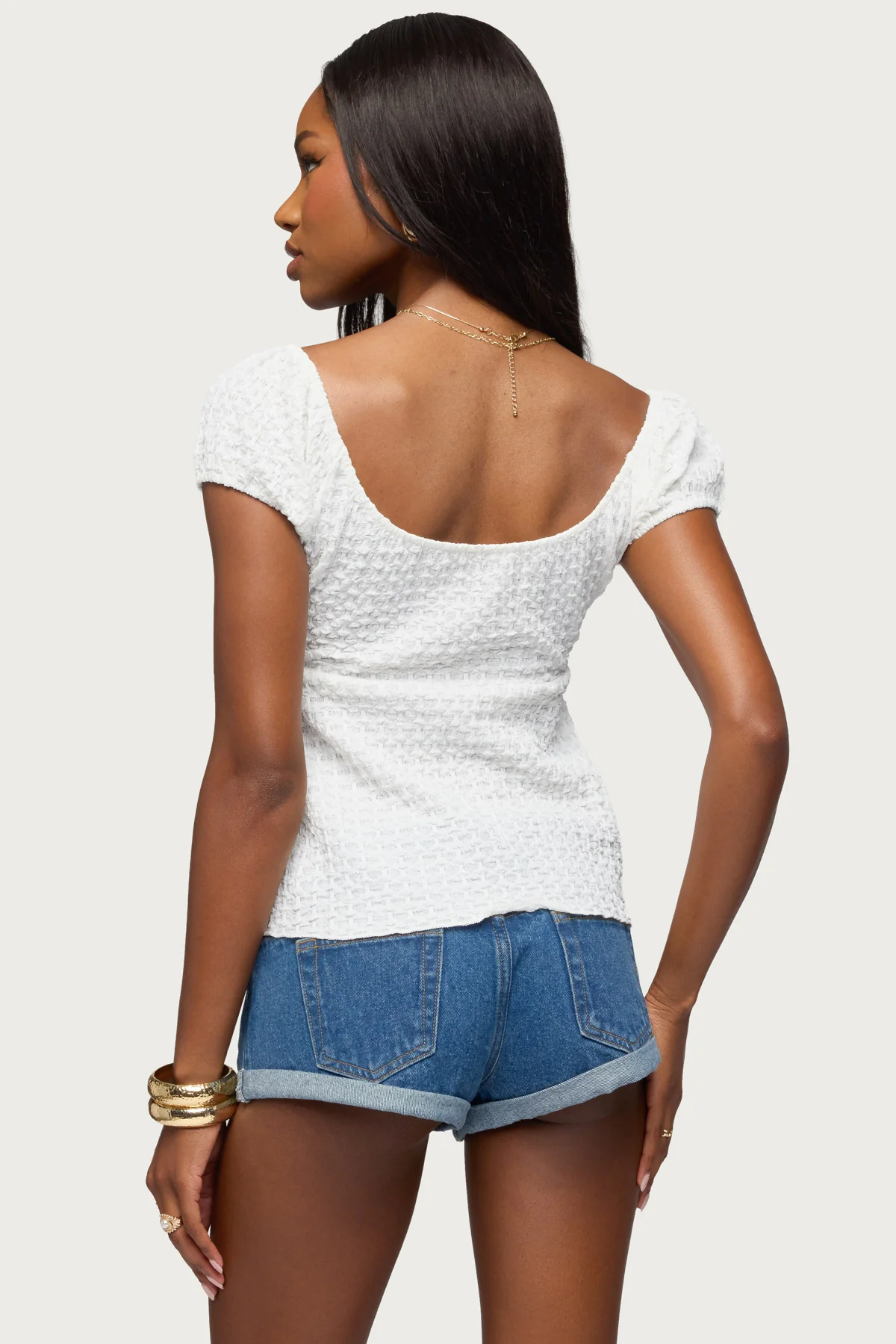 Dorothey Textured Tie Front Top - Image 5