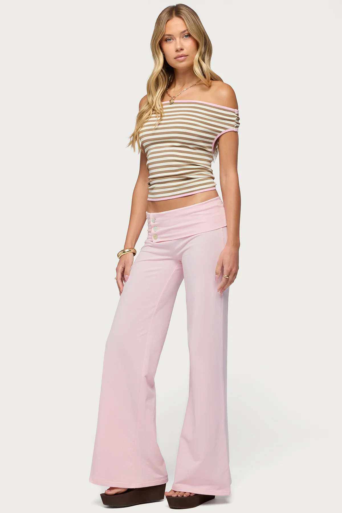 Zory Striped Backless Off Shoulder Top - Image 5