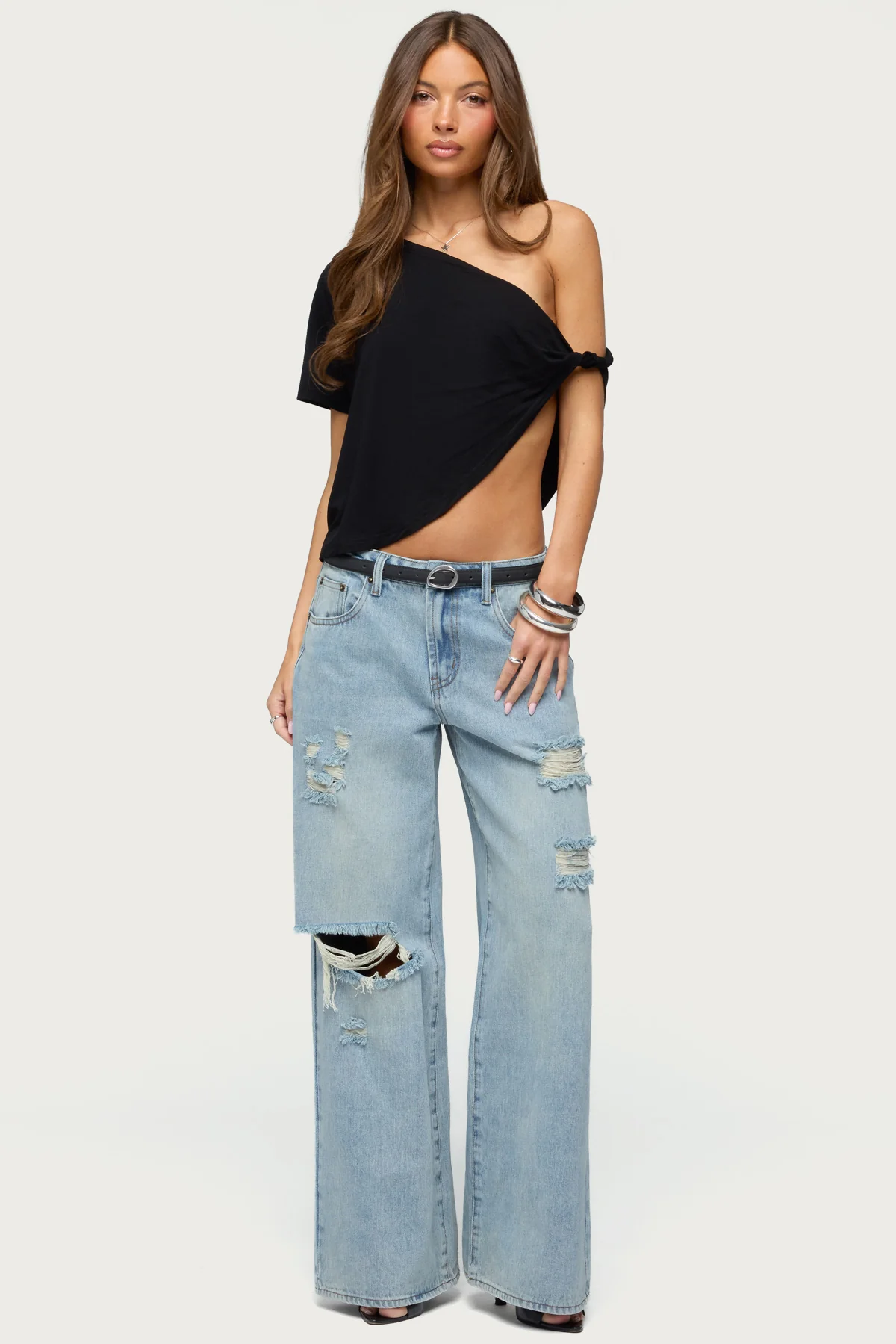 Asymmetric Twisted Off Shoulder Top - Image 5